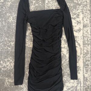 Princess Polly Black Long-Sleeve Ruched Bodycon Dress